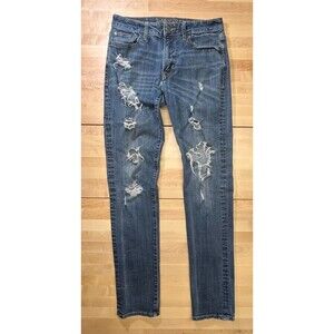 American Eagle Mens Jeans Size 30x34 Distressed Dark Wash Slim Extreme Flex 4